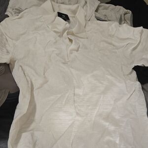 H&M Men's Textured White Polo Shirt